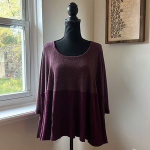 Free People We The Free swing thermal top, size S, colorblock heather/purple